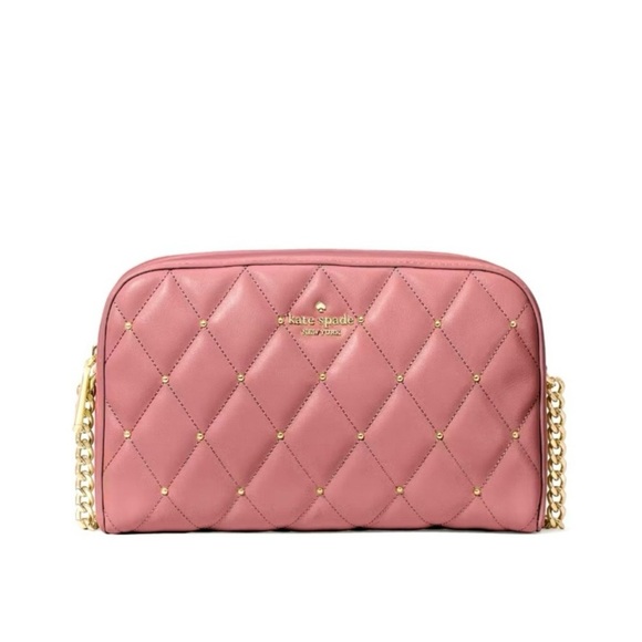 Kate Spade Carey Chain Crossbody Camera Bag Quilted Studded Gold Chain - Picture 3 of 7